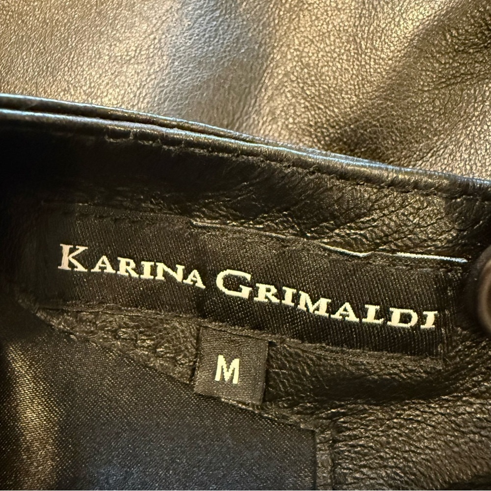 Karina Grinaldi Leather Mini Dress Women’s Med Black Minimalist Baddie Luxury - Picture 4 of 9